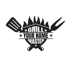 grill master your name logo inspirational positive quotes, motivational, typography, lettering design