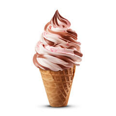 Soft serve ice cream cone isolated on transparent or white background, png