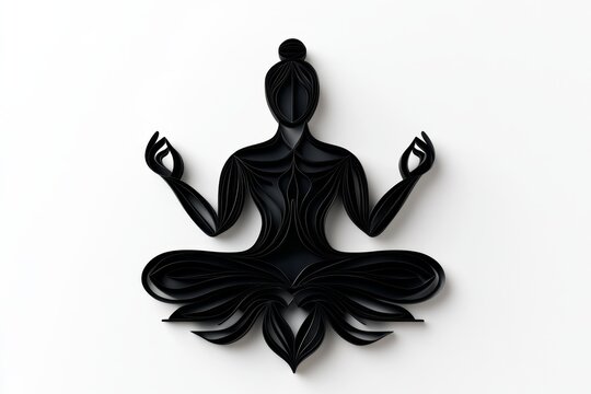 Geometric illustration of a person meditating, representing self-love through calm and clarity in minimalist form