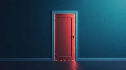 Mysterious Door in Dark Room with Soft Illumination
