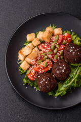 Hearty delicious fried falafel made from chickpeas, cumin, hummus with salt and spices