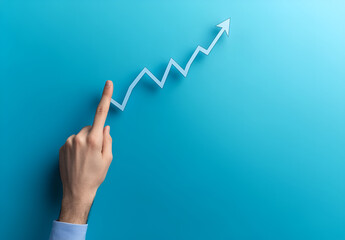 Hand Pointing Upward to a Rising Line Graph