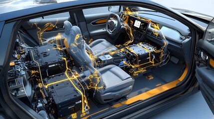 Fototapeta premium rendering of the interior of an electric vehicle