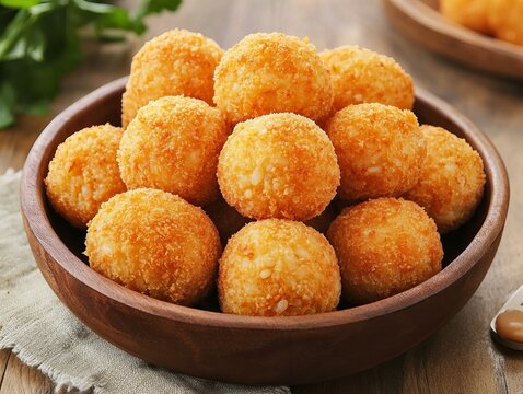 Arancini. The most popular Italian dishes. Golden-brown rice balls, often with a crispy exterior. Risotto, cheese or meat filling, breaded and fried. 