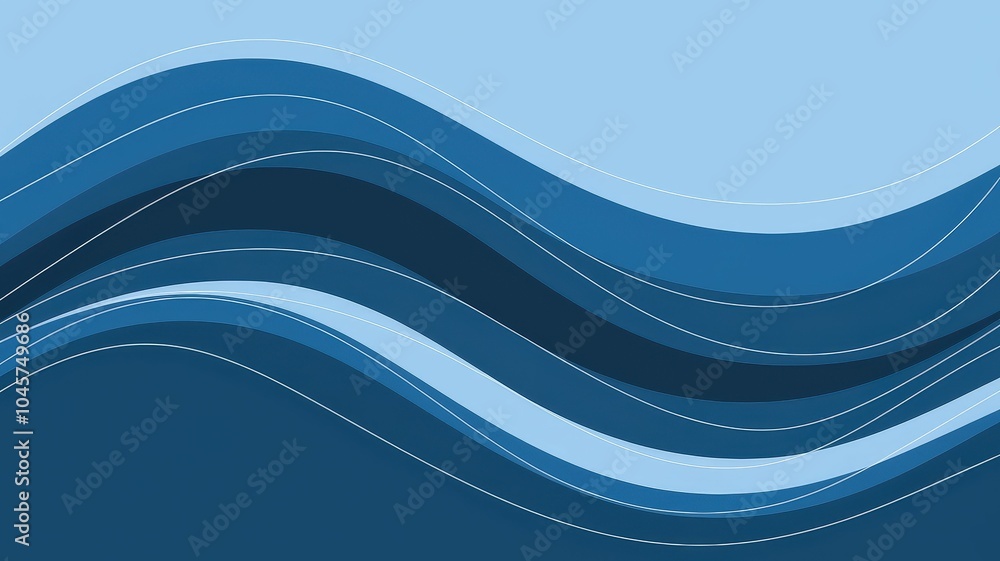 Poster serene waves in shades of blue a calming visual journey through flowing patterns and tranquil tones 