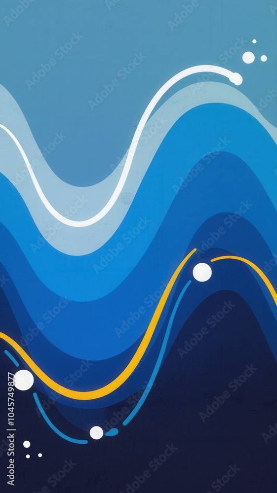 Poster abstract waves in vivid blue tones a creative exploration of fluid dynamics and contemporary artisti
