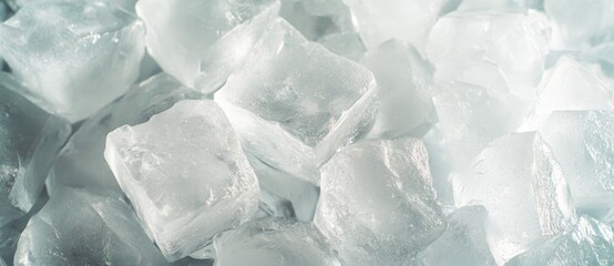 Close-up of a pile of clear ice cubes.