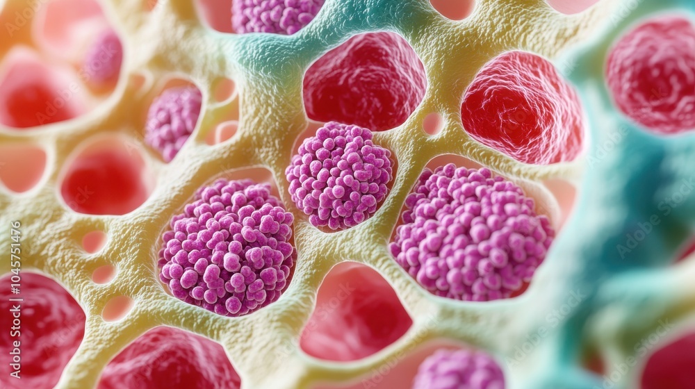 Aufkleber 3d illustration of microscope view of cell structure