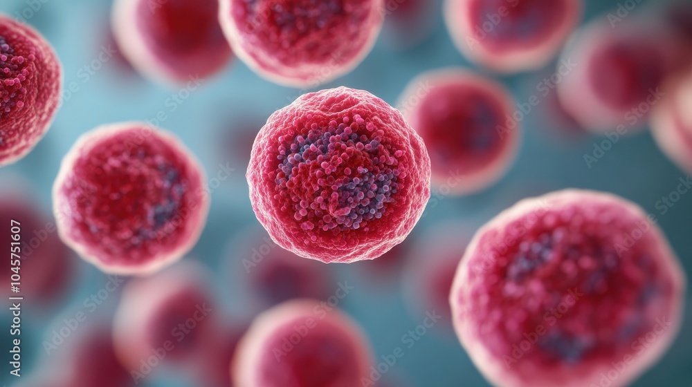 Poster 3d render of colorful cells in a dynamic view