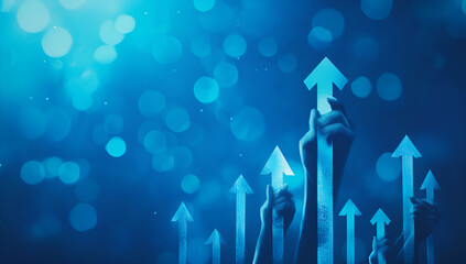 Hand Pointing Upward to a Rising Line Graph