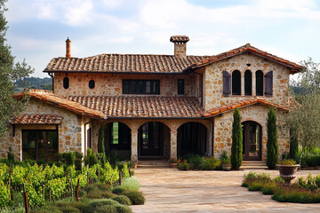 Fototapeta premium Traditional Tuscan Villa with Terracotta Roof Arch