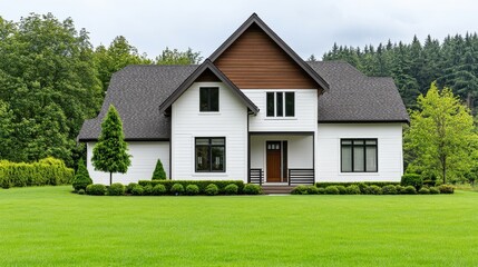 Obraz premium Charming Modern House with Lush Green Lawn
