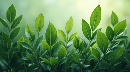Obraz premium Vibrant Greenery Nature Background: Eco-Friendly Plant Wallpaper for Organic Branding, Botanical Themes, and Fresh Natural Aesthetic Design