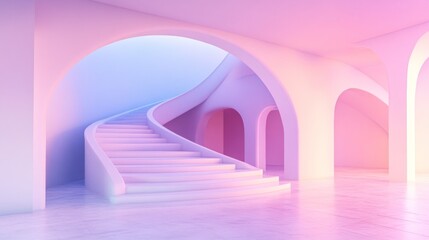 Obraz premium Pastel Minimalist Staircase Interior