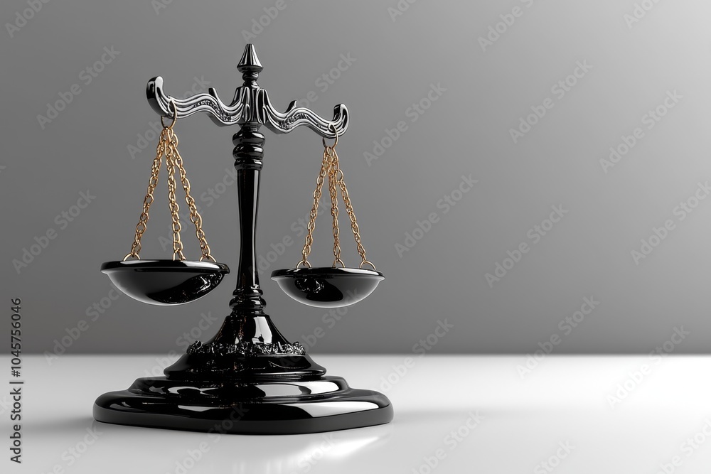 Poster minimalist design of scales tipping unfairly, symbolizing the concept of injustice in a clean, elega