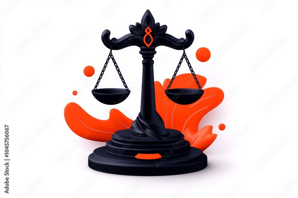 Poster minimalist design of scales tipping unfairly, symbolizing the concept of injustice in a clean, elega