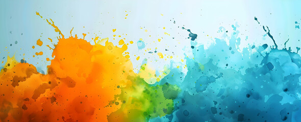 Abstract, colorful background with splashes of paint and watercolor, vector illustration. 
