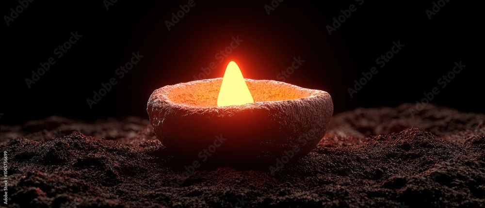 Poster illuminating serenity a captivating close-up of a glowing candle in a dark space evoking tranquility