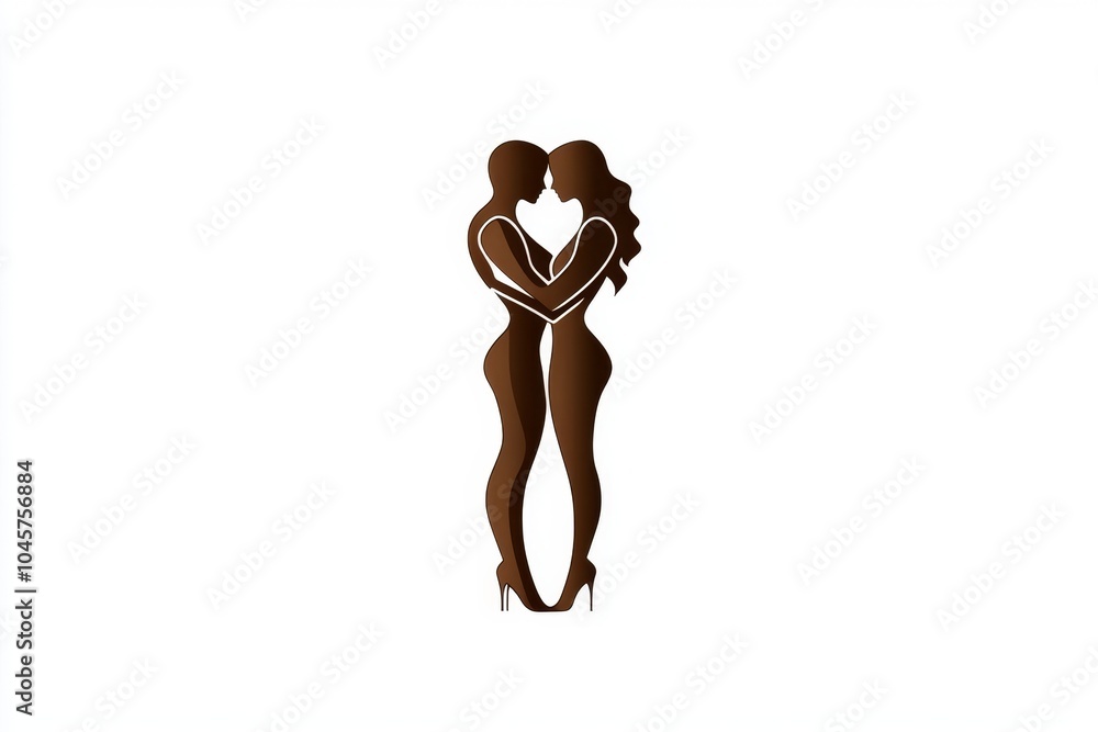 Poster minimalist outline of a person hugging themselves, symbolizing the power of self-love through simple