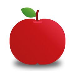 Ilustração estilizada de maçã vermelha com folha verde
