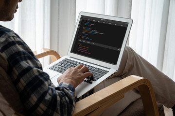 Software development programming on computer screen for modish application and program coding