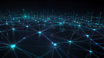 Futuristic Technology Network Background with Digital Connectivity and Data Flow Visualization