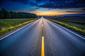 Naklejka premium Horizontal Straight Asphalt Road with Seamless Markings for Educational Infographics and Brochures