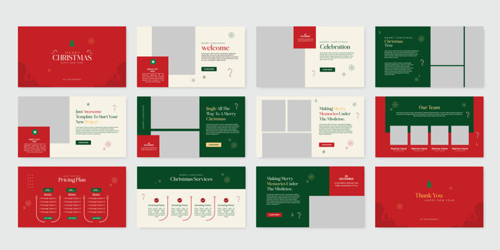 merry christmas presentation powerpoint slide design template set