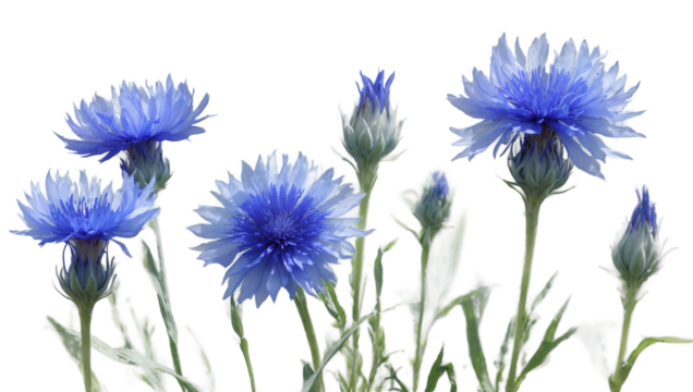 Watercolor blue floral. Cornflower, Hand painted wildflowers, field flower isolated on white background for design, print, Generative AI
