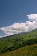 Beautiful mountain view with forests and rocks. North Ossetia
