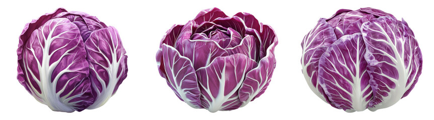 Obraz premium Illustration of purple cabbage heads isolated transparent background perfect for vegetable or food-themed designs