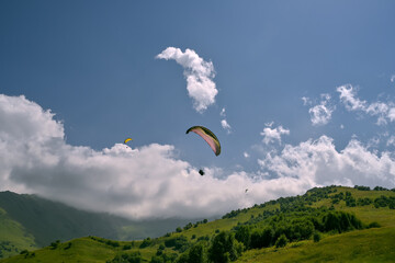 Beautiful mountain view with forests and rocks. North Ossetia
