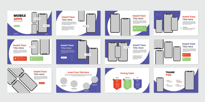 mobile app presentation slide design template. app presentation template