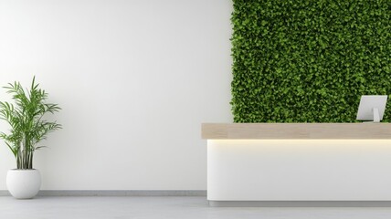 Fototapeta premium Modern clinic with ecofriendly design, incorporating natural light and greenery