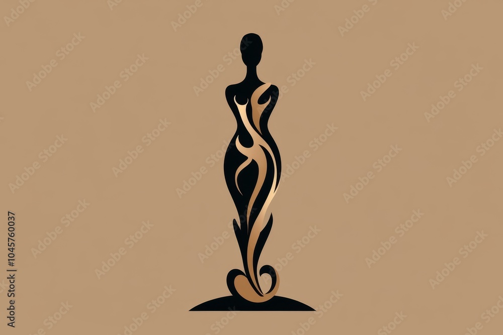 Aufkleber simple line art of a person standing firm against adversity, showing strength and calm self-respect 