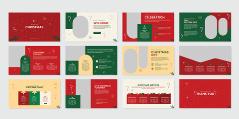 merry christmas presentation powerpoint slide design template set