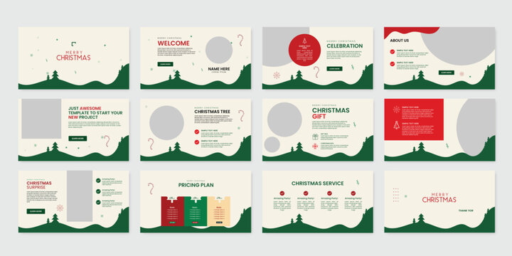 merry christmas presentation powerpoint slide design template set