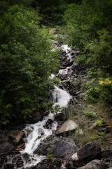 Beautiful mountain view with forests and rocks. North Ossetia