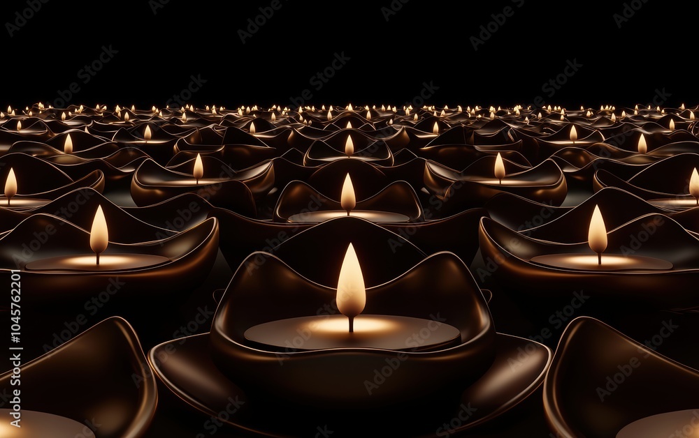 Poster a serene sea of flickering flames an artistic display of candlelight illuminating a darkened space f