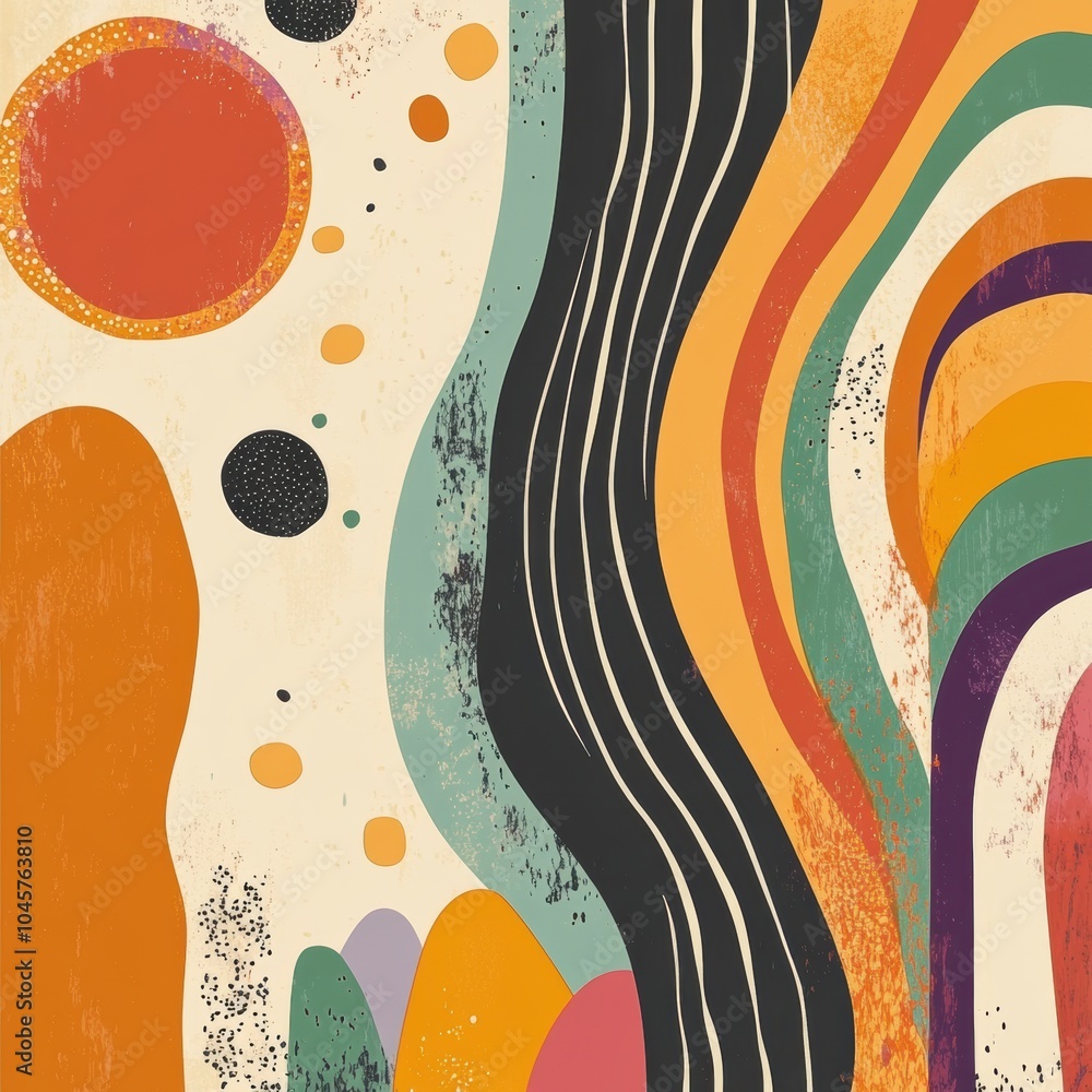 Fototapete this artwork showcases a vibrant doodle design with warm colors and swirling patterns reminiscent of