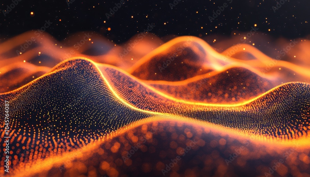 Aufkleber abstract visualization of data and audio elements in a digital landscape at night