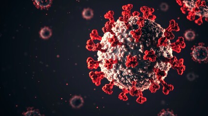 Coronavirus exploding, red and black background