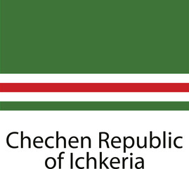 The flag of the Chechen Republic of Ichkeria features a green field with a red stripe and a white stripe below it.