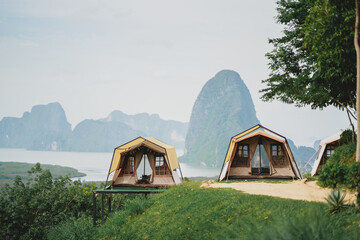 Ao To Li Camping, Phang Nga Province, a tourist attraction overlooking Koh Samet Nangshe.