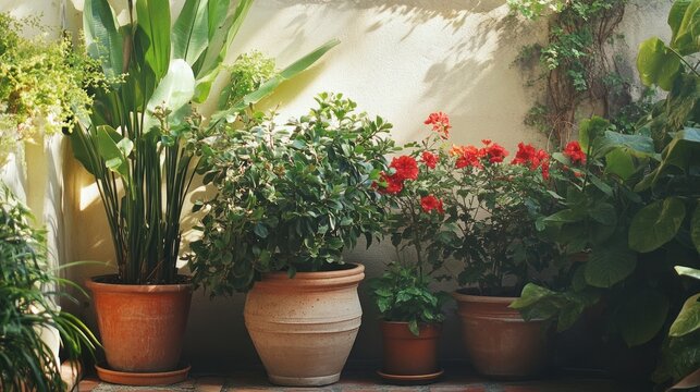 Potted Plants in a Courtyard
