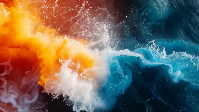 Heatmap of a river during peak flow, with intense reds and oranges marking the fastest-moving water and cooler blues in the slower sections. . Video
