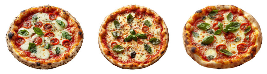 Realistic margherita pizza slices isolated on transparent background perfect for pizza or fast food-themed designs