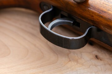 detail close up photo of rifle