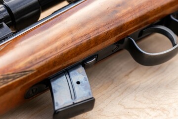 detail close up photo of rifle