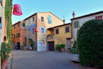 view of the ancient Tuscan village of Lajatico in Pisa, Italy, birthplace of the Italian tenor Andrea Bocelli